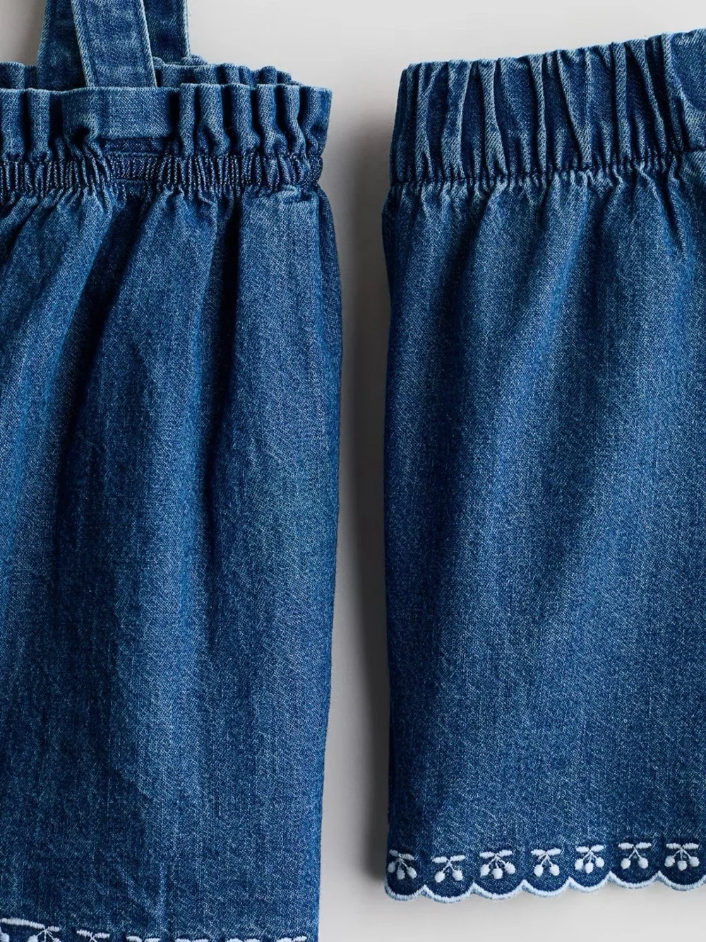 H&M Blue Denim Tank & Shorts Set with Scallop Trim
